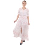 Boho Pastel Pink Pattern Waist Tie Boho Maxi Dress