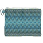 Boho Teal Blue Pattern Canvas Cosmetic Bag (XXL)