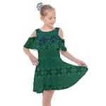 Boho Emerald Green and Blue  Kids  Shoulder Cutout Chiffon Dress