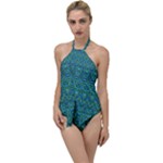 Boho Teal Green Blue Pattern Go with the Flow One Piece Swimsuit