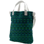 Boho Teal Green Blue Pattern Canvas Messenger Bag