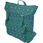 Boho Teal Green Blue Pattern Buckle Up Backpack