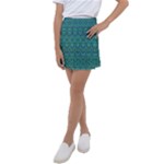 Boho Teal Green Blue Pattern Kids  Tennis Skirt