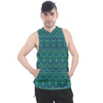 Boho Teal Green Blue Pattern Men s Sleeveless Hoodie