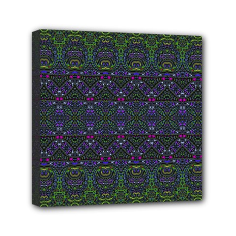 Boho Purple Green Pattern Mini Canvas 6  x 6  (Stretched) from ArtsNow.com
