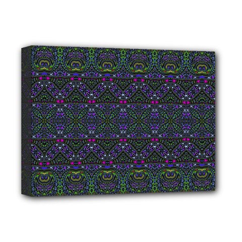 Boho Purple Green Pattern Deluxe Canvas 16  x 12  (Stretched)  from ArtsNow.com
