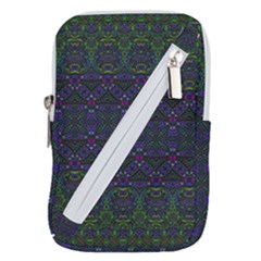 Boho Purple Green Pattern Belt Pouch Bag (Large) from ArtsNow.com