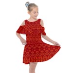 Boho Red Orange Kids  Shoulder Cutout Chiffon Dress