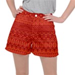 Boho Red Orange Ripstop Shorts