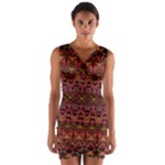 Boho Floral Pattern Wrap Front Bodycon Dress