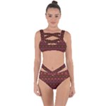 Boho Floral Pattern Bandaged Up Bikini Set 