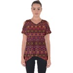Boho Floral Pattern Cut Out Side Drop Tee