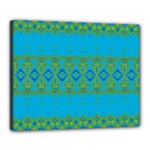 Boho Blue Green Pattern Canvas 20  x 16  (Stretched)