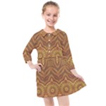 Boho Sunflower Print Kids  Quarter Sleeve Shirt Dress