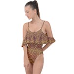 Boho Sunflower Print Drape Piece Swimsuit