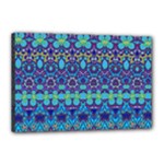 Boho Purple Blue Teal Floral Canvas 18  x 12  (Stretched)