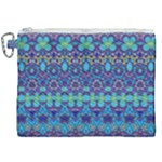 Boho Purple Blue Teal Floral Canvas Cosmetic Bag (XXL)