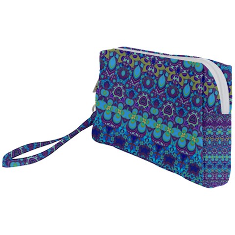 Boho Purple Blue Teal Floral Wristlet Pouch Bag (Small) from ArtsNow.com