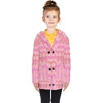 Boho Pink Floral Pattern Kids  Double Breasted Button Coat