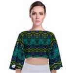 Boho Emerald Green Tie Back Butterfly Sleeve Chiffon Top