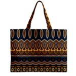 Boho Brown Blue Zipper Mini Tote Bag