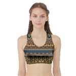 Boho Brown Blue Sports Bra with Border