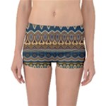 Boho Brown Blue Reversible Boyleg Bikini Bottoms