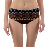 Boho Brown Blue Reversible Mid-Waist Bikini Bottoms