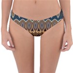 Boho Brown Blue Reversible Hipster Bikini Bottoms