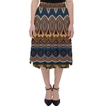 Boho Brown Blue Classic Midi Skirt