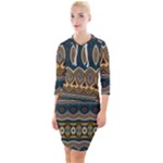 Boho Brown Blue Quarter Sleeve Hood Bodycon Dress