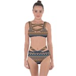 Boho Brown Blue Bandaged Up Bikini Set 