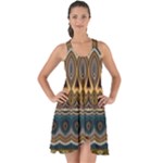 Boho Brown Blue Show Some Back Chiffon Dress