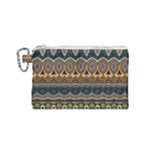 Boho Brown Blue Canvas Cosmetic Bag (Small)