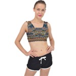 Boho Brown Blue V-Back Sports Bra