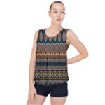 Boho Brown Blue Bubble Hem Chiffon Tank Top