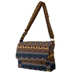 Boho Brown Blue Full Print Messenger Bag (S)