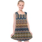 Boho Brown Blue Kids  Cross Back Dress