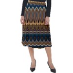 Boho Brown Blue Classic Velour Midi Skirt 