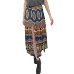 Boho Brown Blue Velour Split Maxi Skirt