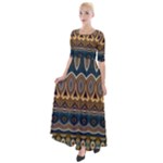 Boho Brown Blue Half Sleeves Maxi Dress