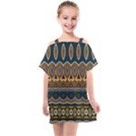 Boho Brown Blue Kids  One Piece Chiffon Dress