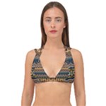 Boho Brown Blue Double Strap Halter Bikini Top