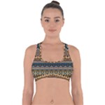 Boho Brown Blue Cross Back Hipster Bikini Top 