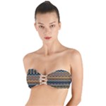 Boho Brown Blue Twist Bandeau Bikini Top