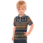 Boho Brown Blue Kids  Polo Tee