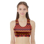 Boho Red Gold Sports Bra with Border