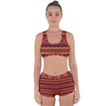 Boho Red Gold Racerback Boyleg Bikini Set