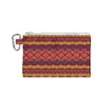 Boho Red Gold Canvas Cosmetic Bag (Small)