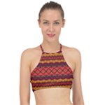 Boho Red Gold Racer Front Bikini Top